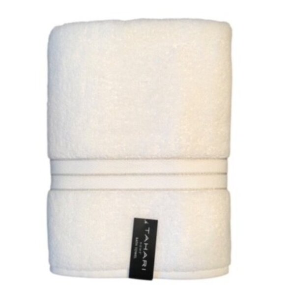 Tahari Home White Sparkly Holiday Bathroom Bath Towel White Gold Stripes NWT New - Picture 1 of 6